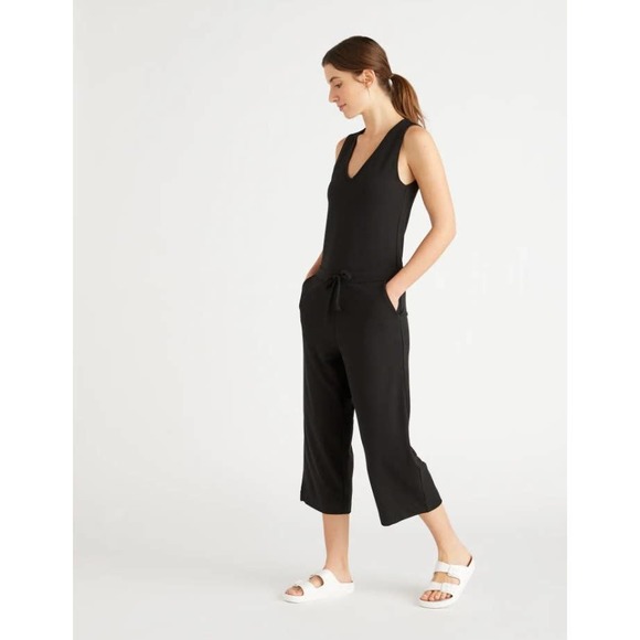 Quince Pants - French Terry Modal Jumpsuit NWT S Black